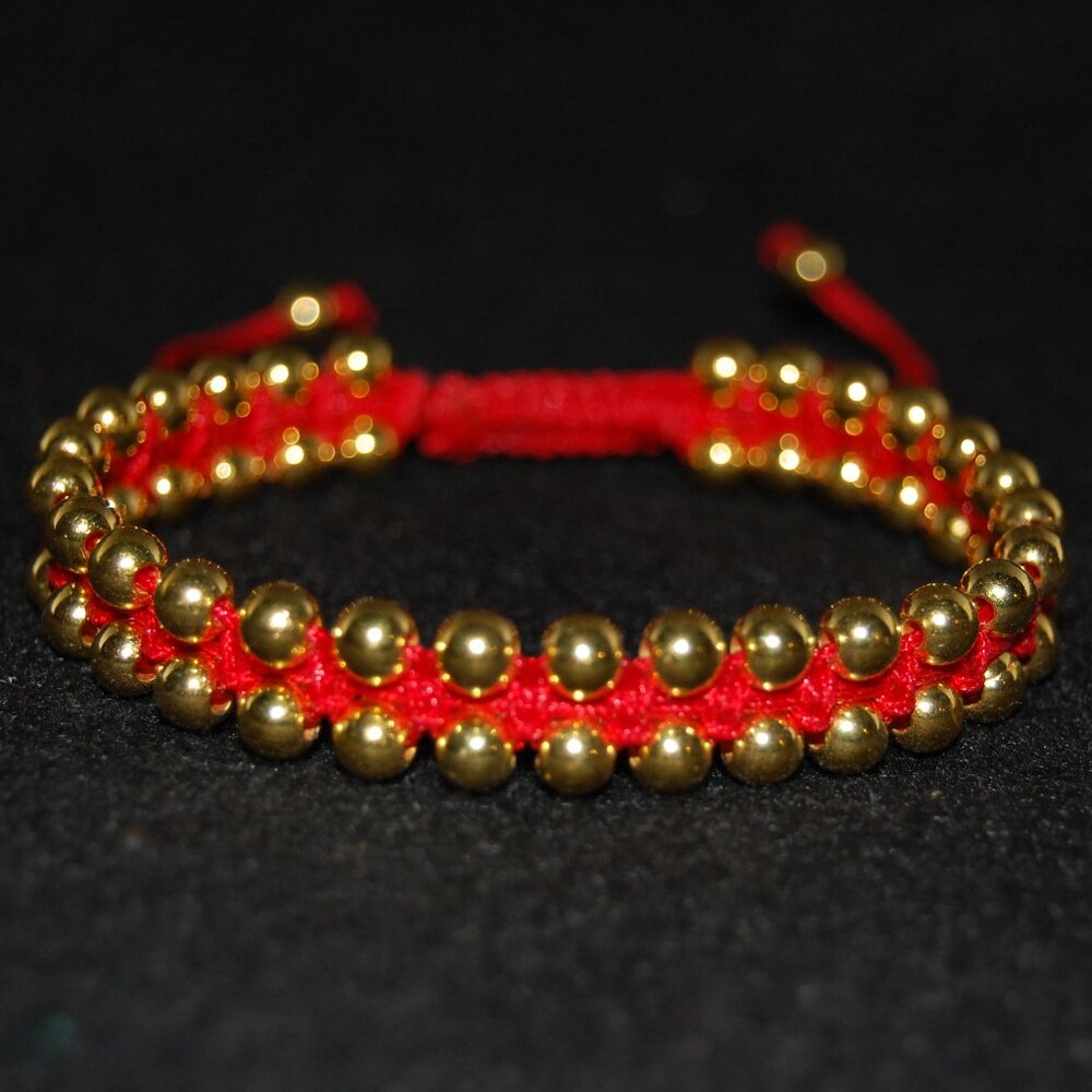 Golden Double Bead Bracelet,Drawstring Threat Bracelet,Golden Bracelet